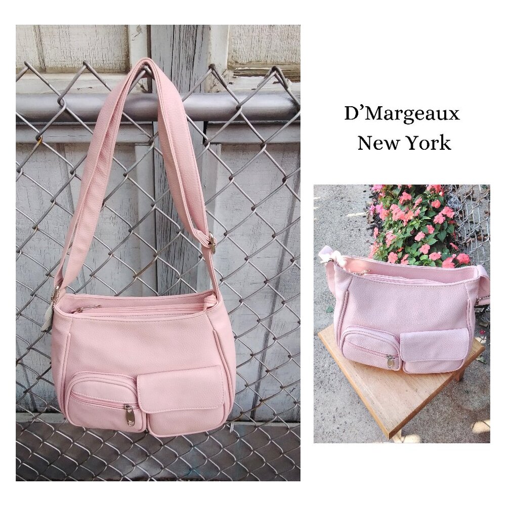 D’MARGEAUX NEW YORK Women’s Genuine Leather Multi Sac Zip Crossbody Handbag Colo